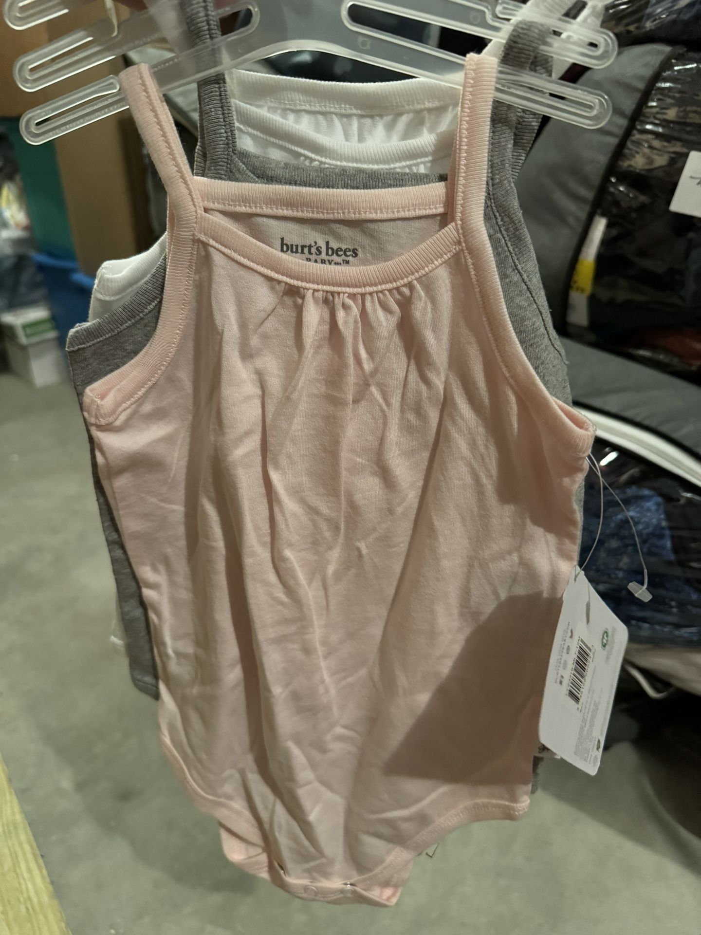 New Baby Girl Burts Bees Baby 3 Piece Onesie Bodysuit Pink White Grey