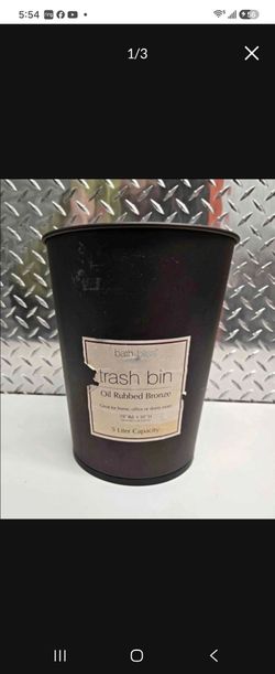 Bath Bliss 5 Liter Oil Rubbed Bronze Small Bathroom Wastebasket Open Top Trash Can Garbage Bin