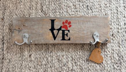 New, Rustic wood leash and key hook