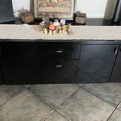 Long Black Wood TV Stand