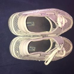 Sperry Women's Moccasins in Silver and White