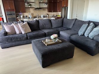 Charcoal sectional w/ottoman