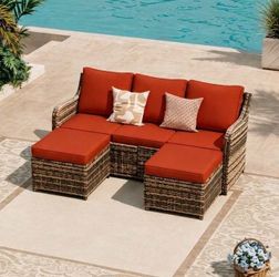 3-seater patio Sofa & 2 ottomans. New in box