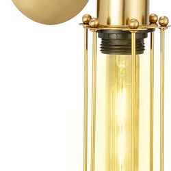 Industrial Edison Wire Cage Wall Sconce, Modern Wall Sconce with Cylinder Shade Gold Adjustable Farmhouse Wall Lighting Fixture for Bedroom, Headboard