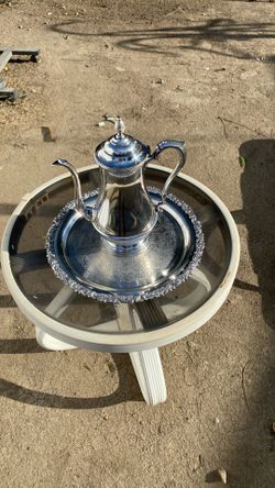 Cafetera O Tetera De Plata Y Charola De Plata Para Base Plata Dos Piezas Reed Barton