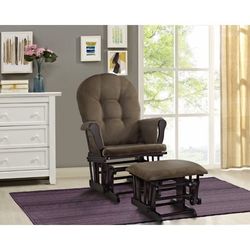 Angel Line Windsor Glider and Ottoman, Espresso Finish and Chocolate Cushions Espresso with Chocolate Cushions 