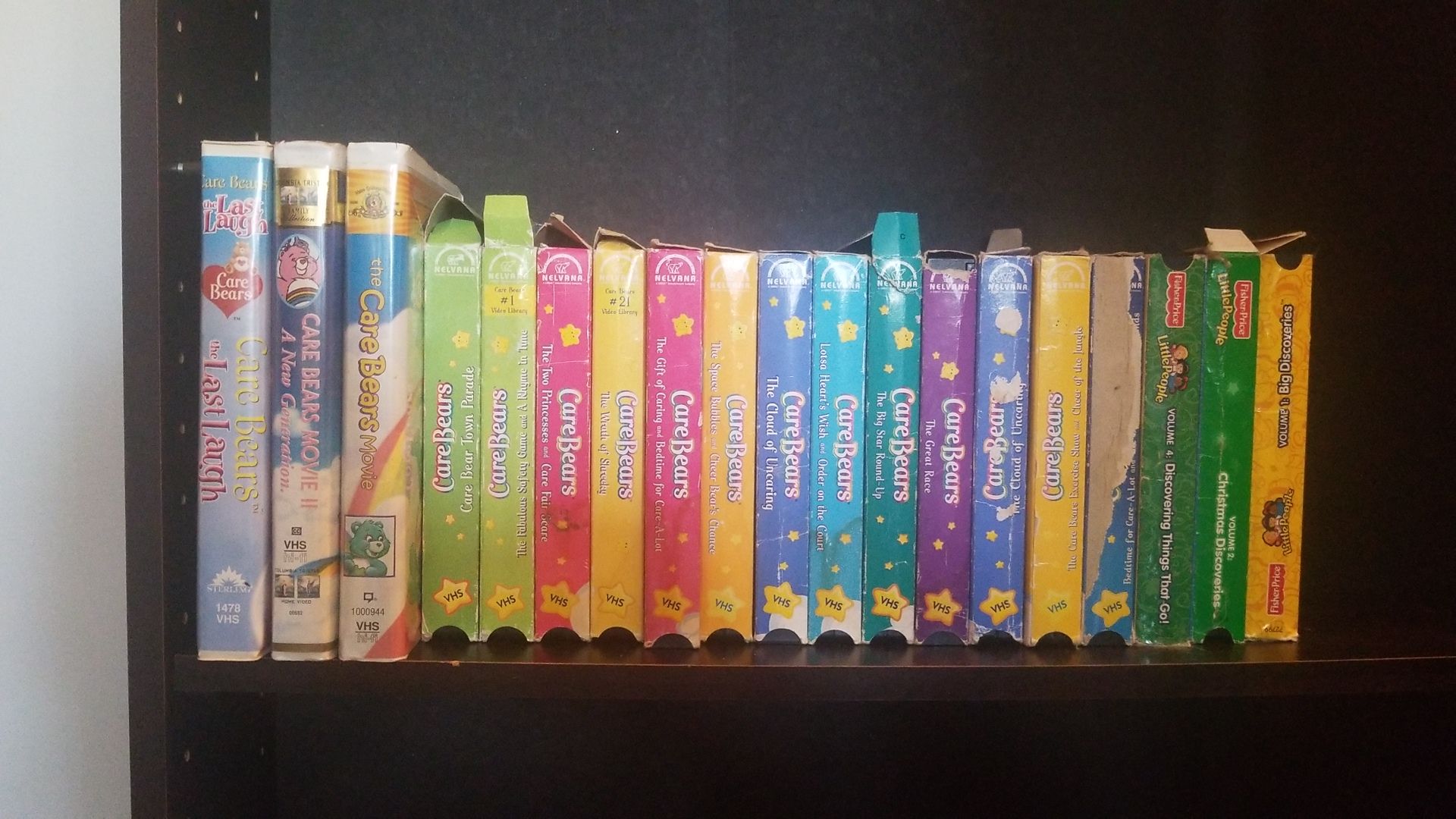 16 carebears VHS tapes and 3 little people videos