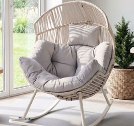 White + Gray Rocking Egg Chair - WT1