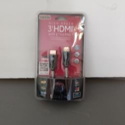 High Speed 3' Hdmi With Ethernet Cable.