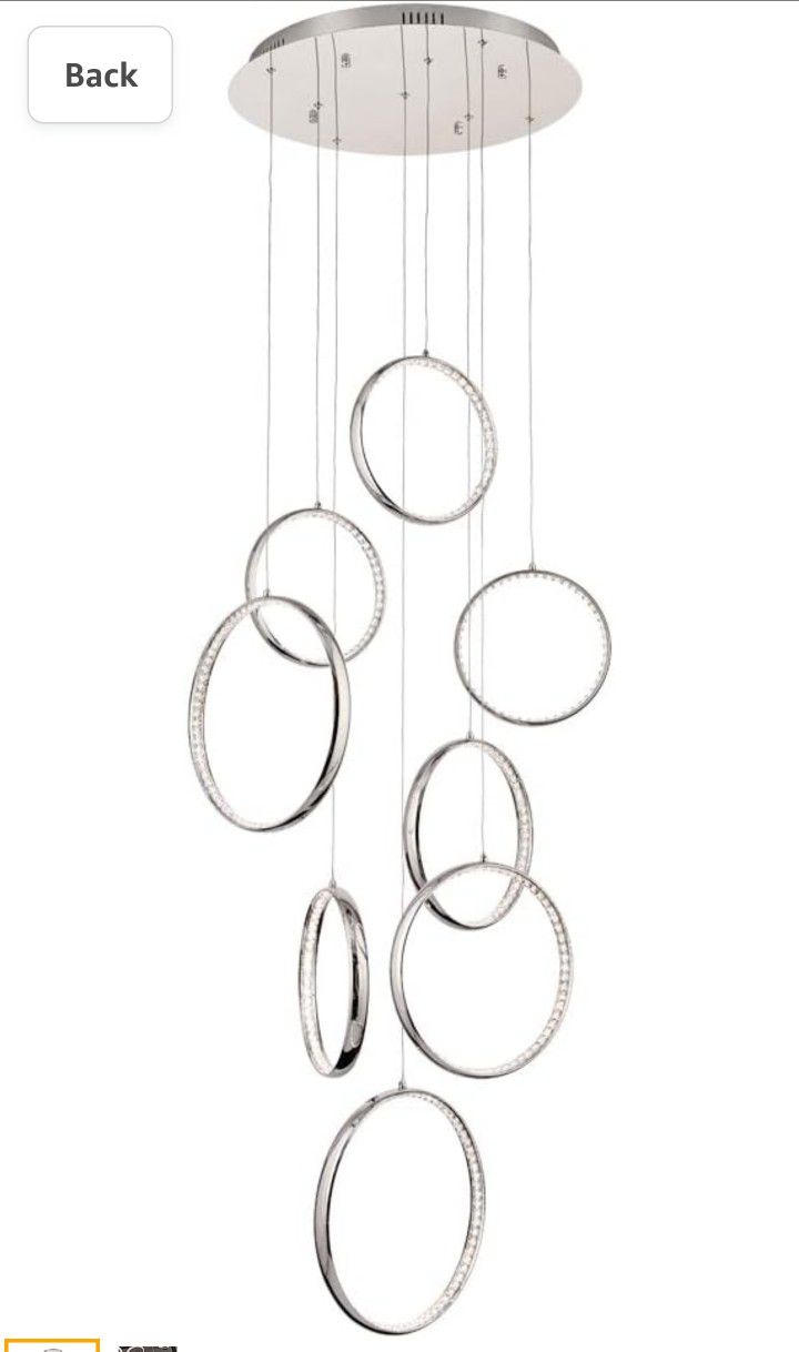 NEW IN BOX!! PLC- Polished Modern Chrome Crystal Pendant Light Hanging Chandalier -GORGEOUS!!!