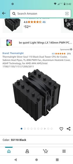 Thermalright Silver Soul 110 Black Dual Tower CPU Air Cooler, 5x6mm Heat Pipes, TL-B9B PWM Fan, Aluminium Heatsink Cover, AGHP Technology, for AMD AM4