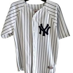 Majestic ALEX RODRIGUEZ New York Yankees Pin Striped Stitched Adult Jersey Sz M
