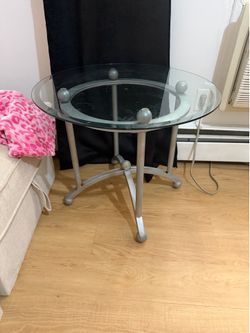 Modern Round Glass End Table / Side Table