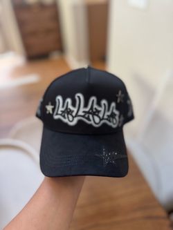 Black Graffiti Trucker Hat with Star Details