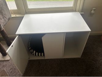 White Storage Cabinet with Hidden Compartment