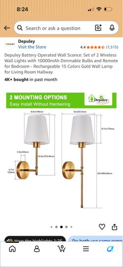2 wall hanging battery operated lights