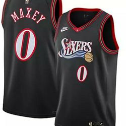  New! Philadelphia 76ers Tyrese Maxey  Black Swingman Jersey - Classic Edition LG
