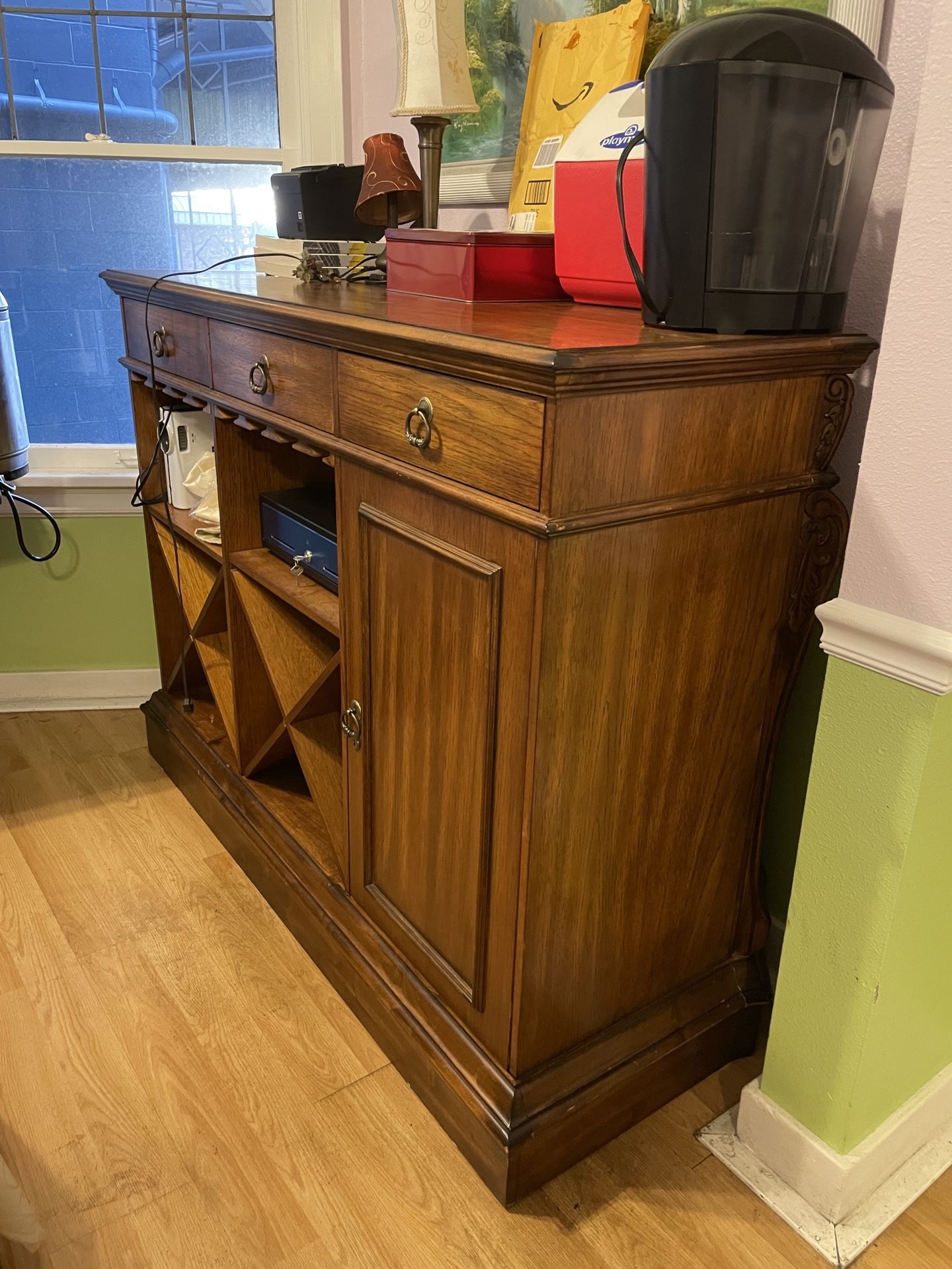 Wooden Bar And 2 Stools