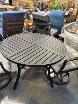 New assembled. 4 Swivel Dining Chairs with Washable Cushions, Aluminum Outdoor Chairs and table