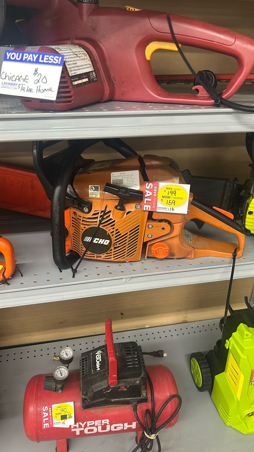Echo Chain Saw Layaway Today $16 Down