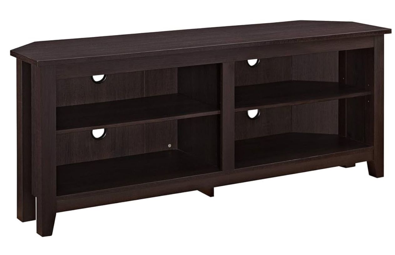 Classic 2 Shelf Corner TV Stand for TVs up to 65 Inches, 58 Inch, Espresso