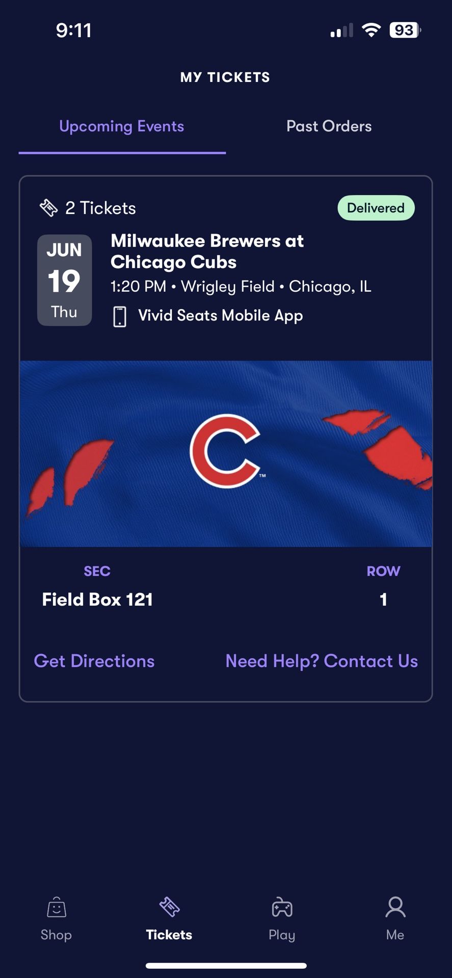 Cubs June 19 Home Game Tickets