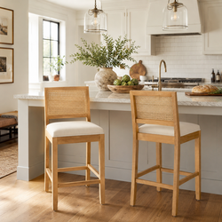 Homy Casa Brunello 2PC Solid Wood 28" Bar Stools for Kitchen Island Seating Open Box