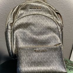 Gold Michael Kors Backpack with Wallet