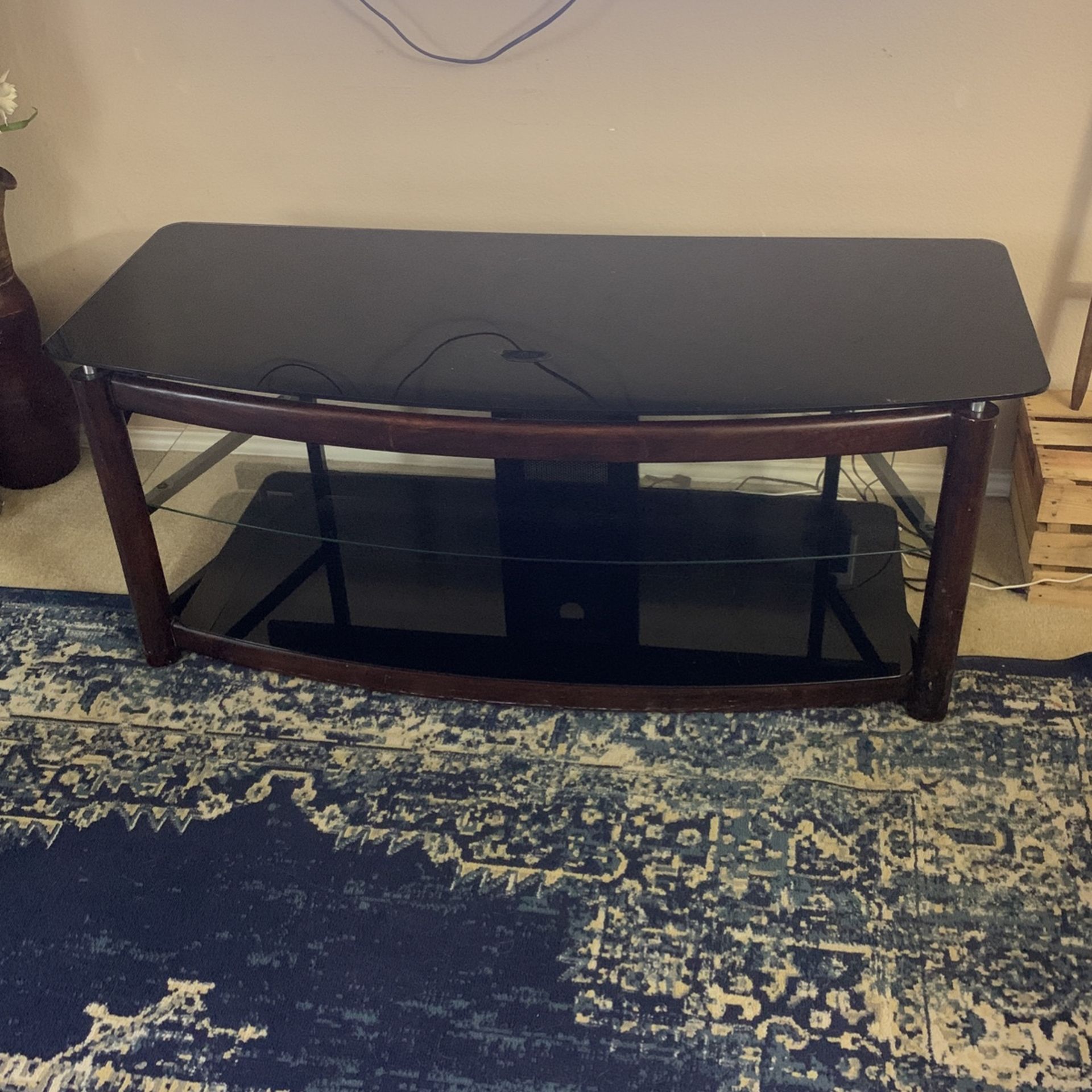Black Glass Top TV Stand