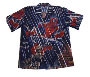 DEADSTOCK 1990S Y2K SPIDERMAN IN THE RAIN PRINT SS BD SHIRT NWT