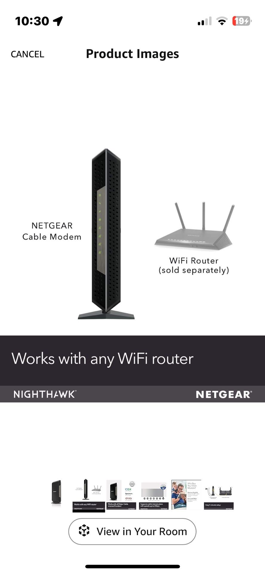NETGEAR Nighthawk Cable Modem CM1200 - Compatible with all Cable Providers including Xfinity by Comcast, Spectrum, Cox | For Cable Plans Up to 2 Gigab