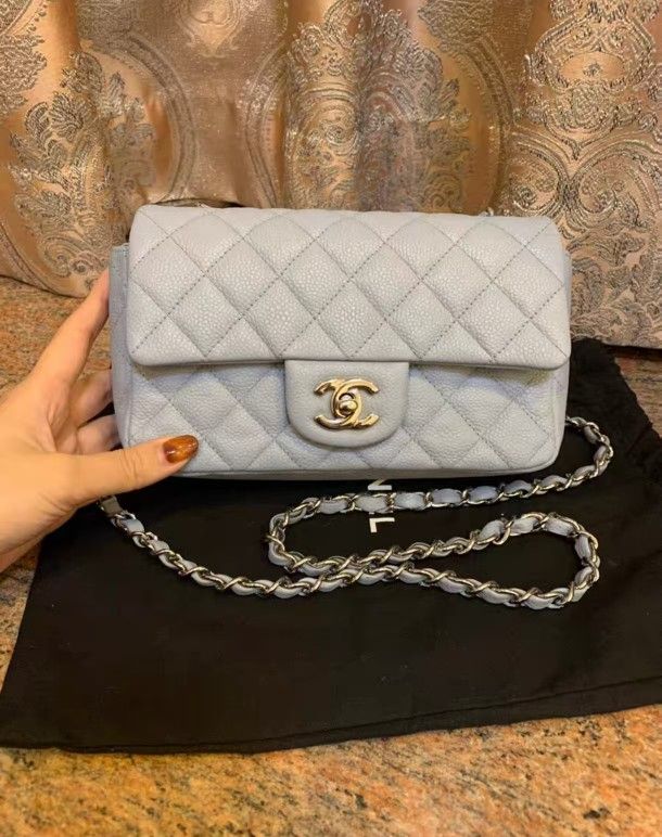 Chanel smog blue leather crossbody bag