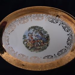 Crest O Gold Sabin's Warranted 22K Porcelain China Platter & Bowl 2 Piece Set  