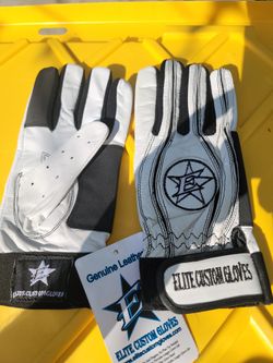 Brand New Elite Custom Baseball Batting Gloves Genuine Leather White Black Men Size Medium, Large, XL
