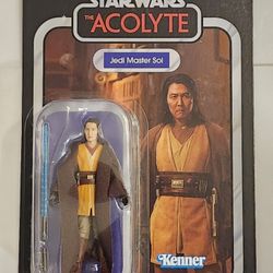 RETRO KENNER CARD.  STAR WARS THE VINTAGE COLLECTION.  THE ACOLYTE.  JEDI MASTER SOL 3.75 " ACTION FIGURE. 