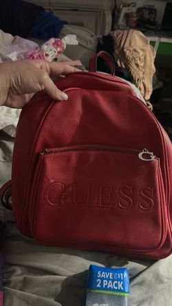 Guess Red Faux Leather Backpack