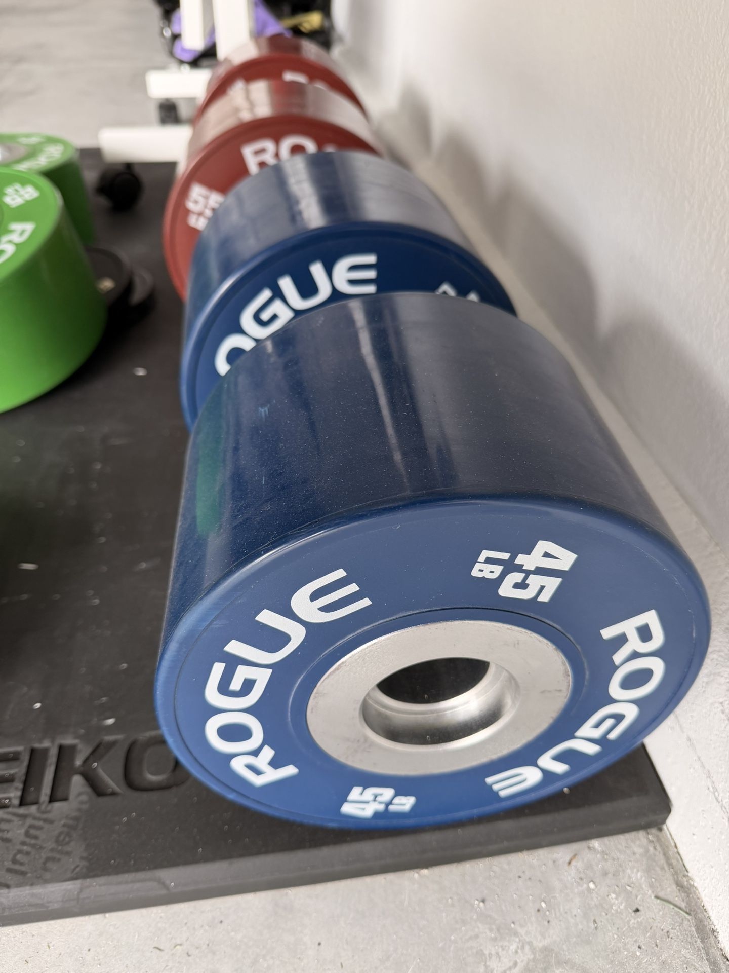 Rogue Loadable Dumbbell with 45lb and 55lb Bumpers