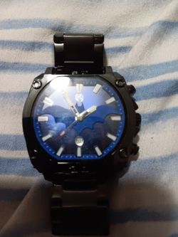 Black Men's Watch with Blue Dial