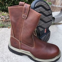 Wolfverine Steel Toe Leather Work Boots Slip Resistant