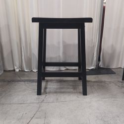 Black Backless Wooden Counter Stool with Footrests