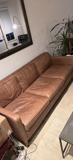 West Elm Top-Grain Leather Sofa – Real Leather. $900 Or Best Offer