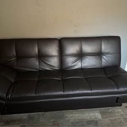 Brown Leather Futon couch