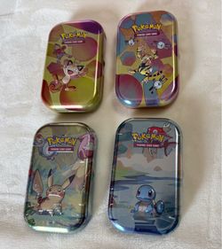 Pokemon 151 Electabuzz and Meowth Mini Tins & Kanto Friends Pikachu and Squirtle Mini Tins