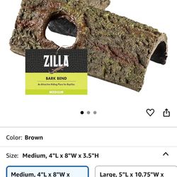 Zilla Pet Reptile Bark Bends Terrarium Decor, Medium, Brown