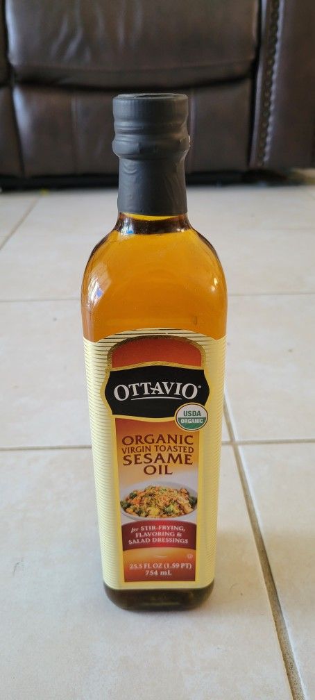 Ottavio USDA Organic Sesame Oil Virgin Toasted 25.5 Oz / 754 ml Cooking / Salad Dressing / Massage