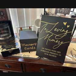 Memory Table Decor/ Black and Gold/ Like New