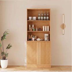 71" Modern Wooden Display & Storage Cabinet with Doors - NIB