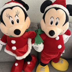 27” Mickey And Minnie Mouse Christmas Plushies Disney