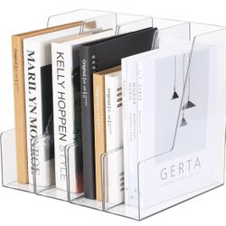 Vertical File Holder, Clear PET Desk Organizer and Storage Bins Holding for Magazines, Binders, Notebooks, Envelopes, Multi-purpose Plastic Document O