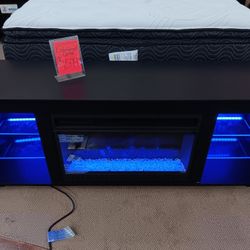 Tv Stand With Fire Place & Led Lights 